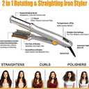 2 in 1 Curling Iron Fast Heating Electric Hair Iron for Hair Styling, Auto-Off Function, with Adjustable Levels, Rotating Roller Curling Wand