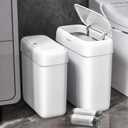 JOYBOS 2 Pack Bathroom Trash Can with Lid, 3 Gal/12 L & 2.7 Gal/10L Garbage Can with Pop-Up Lid,Small Spaces Plastic Trash Can, Slim Trash Bin Waste Basket for Bathroom,Rv, Office, White