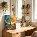 Boho Tree of Life Canvas Wall Art Framed Colorful Nature Decor 16x24 Inch