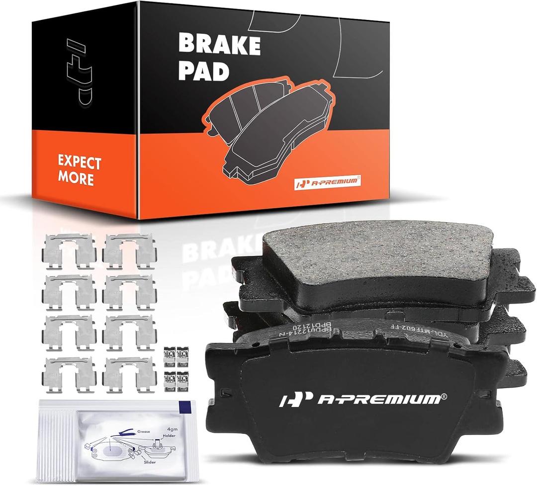 A-Premium Rear Ceramic Brake Pads Set Compatible with Toyota, Lexus and Pontiac Models - Avalon 2007-2021, Camry, Matrix, RAV4, ES300h, ES350, HS250h, Vibe, with Hardware, 4-Pack