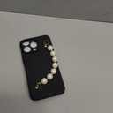 Designed for iPhone Case,Cute Silicone with Pearl Hand Bracelet Camera Lens Protection Shockproof Protective Cover Phone Case (Black,iPhone 14 Pro Max)
