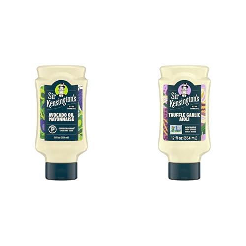 Bundle of Sir Kensington's Mayonnaise Avocado Oil Mayo Keto & Paleo Certified, Gluten-Free, Non-GMO Project Verified, Certified Humane Free-Range Eggs, Shelf-Stable, 12 oz + Sir Kensington's Truffle