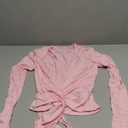 Women Wrap Top Thumb Hole Long Sleeve Self Tie Workout Shirt Pilates Ballet Yoga Tops S