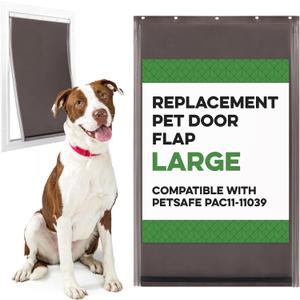 Evergreen Pet Supplies Replacement Dog Door Flap Compatible with PetSafe Freedom PAC11-11039 - Easy-Install Doggy Door Flap - Large, Brown