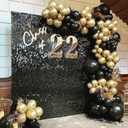COKAOBE Black Shimmer Wall Backdrop, 48PCS Square Sequin Shimmer Backdrop Panel, Photo Backdrops for Birthday, Anniversary, Wedding, Graduation & Bachelorette Party Decoration