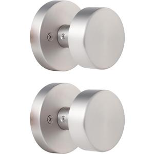 2 Pack Brushed Nickel Dummy Door Knob Single-Sided Satin Nickel Dummy Door Handles Interior for Closet and Hallway, Non-Turning Door Knob Interior Push/Pull Door Handles