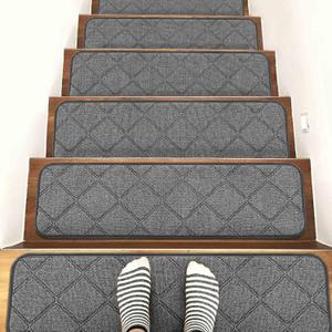 Seloom Upgraded 9 X 30 Non Slip Stair Treads for Wooden Steps Indoor,Non-Skid Stair Rug Carpet with Slip Resistant Back, Safety for Dogs,Kids and Elders,13-Pack,Grey