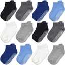 GRPSKCOS Non Slip Toddler Baby Socks 12 Pairs Anti Skid Ankle Socks for Girls Boys Grips Sock for 0-7 Years Children