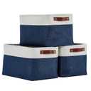 DECOMOMO Storage Baskets for Shelves - Fabric Closet Organizers and Storage Bins, Perfect Baskets for Organizing Closet Toys Nursery (Navy Blue and White, XL - 3 Pack) (Extra Large/3P)
