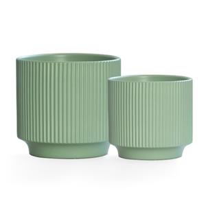 Puoyikt Ceramic 4.9+6.3 inch Planters, Modern Home and Office Flowerpot, Indoor and Outdoor Flowerpot with Drainage Hole (Grayish Blue)