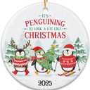 2 x ZAGKOO Penguin Ornament 2025 - Cute Penguin Christmas Ornaments - Funny Penguins Gifts for Women, Men, Kids, Penguins Lovers - Gift Exchange Ideas - Ceramic Ornament for Xmas Tree Decoration