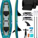 OCEANBROAD Inflatable Sit-in Kayak, 1 Person/2 Person Blow Up Kayak for Adults with Paddle, Kayak Seat, Pedal, Hand Pump and Bag, Blue/Sky Blue