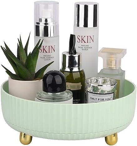 Anyoifax Makeup Perfume Organizer Tray 360 Degree Rotating Lazy Susan Skincare Lotion Organizer Spinning Cosmetics Storage for Dresser, Vanity, Bathroom Countertop, Small Light Green