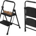 Step Ladder 2 Step Folding Step Stool for Adults 500lbs Capacity Portable Sturdy Steel Step Stool with Anti-Slip Pedals Perfect for Kitchen & Household (2-Step)