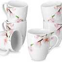 VEWEET Coffee Mugs Set of 6, 11 OZ Coffee Cups Set with Handle, Floral Mug Sets Ceramic Cup Set for Kitchen, Microwave & Dishwasher Safe, Series ANNIE