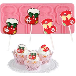 1 Pc Christmas Sock Lollipop Silicone Mold Cute Sock Chocolate Fondant Molds for Christmas Party Cake Decoration Candy Chocolate Cupcake Toppers