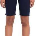 IZOD Juniors Uniform Bermuda Shorts, Skinny Style with Hook & Eye Closure, Stretch Twill Fabric (Blue)