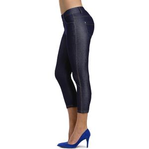Prolific Health Women's Jean Look Jeggings Tights Slimming Many Colors Spandex Leggings Pants Capri S-XXXL (3X-Large, Navy Blue Capri)