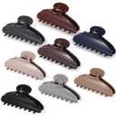 8 Pcs Large Acrylic Hair Claw Clips for Women Non-slip Strong Hold Jaw Clamps for Thick Thin Hair (French,Earth Tone Color)