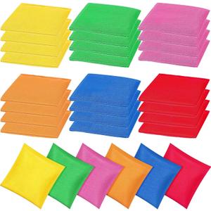 36 Pieces 5" x 5" Nylon Bean Bags for Tossing Colorful Cornhole Bean Bags Set for Kids Hand Tossing Family Game for Cornhole Party Supplies(Vivid Color,Classic)