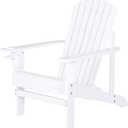 Outsunny Wooden Adirondack Chair, Outdoor Patio Lawn Chair with Cup Holder, Weather Resistant Lawn Furniture, Classic Lounge for Deck, Garden, Backyard, Fire Pit, White