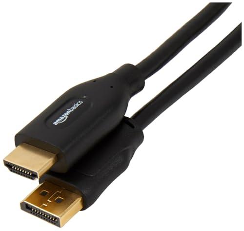 Amazon Basics DisplayPort (Source) to HDMI (Display) Cable, Uni-Directional, 3 Foot, Black, 2 Pack