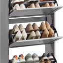 VASAGLE Shoe Storage Cabinet with 3 Flip Drawers, Slim, Holds 12‑20 Pairs, 9.5"D x 23.6"W x 47.7"H-shoe cabinet