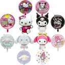Kitty Birthday Party Supplies, 12Pcs Foil Balloons for Kawaii Party Decorations, Kitty Party Foil Balloons for Girls Kids Boys