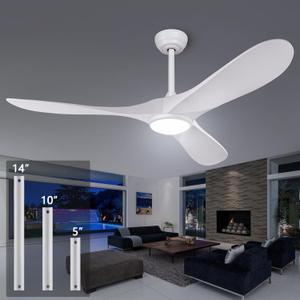 52 Ceiling Fans with Remote Control with Light (LED), Modern Reversible DC Motor Indoor Outdoor 3 Blade Ceiling Fan for Living Room, Patio, and Farmhouse (White)