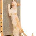 EHEYCIGA Cardboard Cat Scratcher for Indoor Cats, 32 Inch L Shaped Vertical Cat Scratching Board with Ball Cat Toy, Extra Large Cat Scratcher Pad, Brown