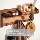 Coat Rack Wall Mount with Hooks & Shelf - Wooden Entryway Organizer for Hanging Coats, Keys, Hangers - Space Saving Durable Wood Holder for Hallway, Bedroom, Office-The Rattan Model