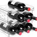 BoxedHome Plastic Water Bottle Organizer and Wine Rack Storage Holder for Inside Cabinet, Kitchen Countertop, Table Top, Pantry, Bars, Cabinets, Fridge - Clear (3 Tier 9 Containers)