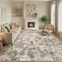 WITSHOCK 9x13 Area Rug Washable Abstract Rugs for Living Room Dark Brown
