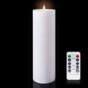 Large Flameless LED Candle Outdoor: 12" x 4" Battery Operated Pillar Candle Flickering with Timer Waterproof Fake Electric Candles with Remote for Patio Porch Lanterns (White)