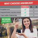 4 x Leather Keys Sleeve for Broken Car Key Loop Replacement, Keychain Cover Cute Protector and Holder for Men, Women (Black)