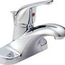 Delta Faucet Foundations Centerset Bathroom Faucet, Chrome 1-Handle Bathroom Faucet, Delta Bathroom Sink Faucet, Metal Push-Pop Drain Assembly, Chrome B510LF