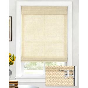 LazBlinds No Drill Cordless Bamboo Roman Shades, Light Filtering Blinds for Indoor Windows, Roll Up Bamboo Blinds for Home, 34" W x 64" H, Star-Beige