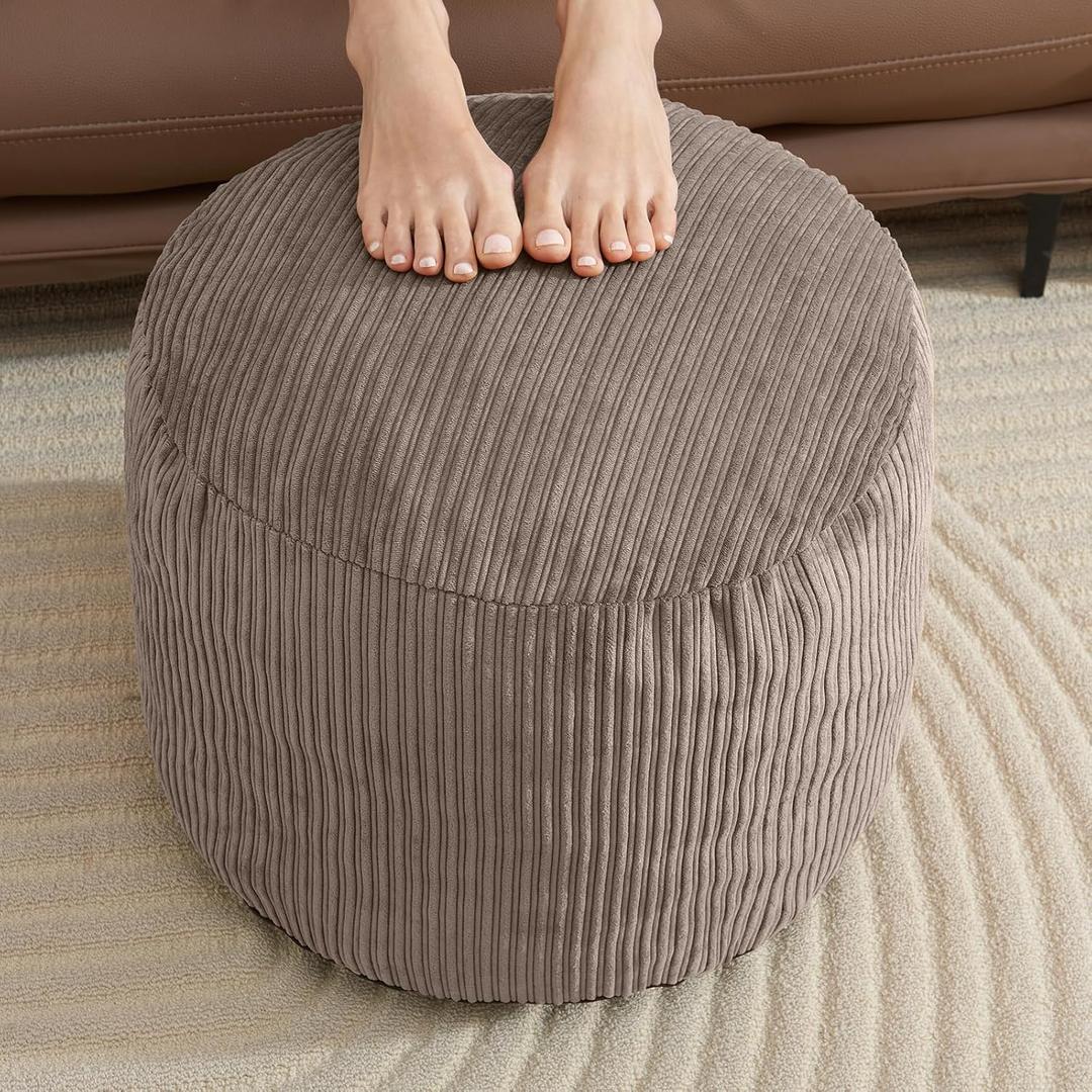Pouf Ottoman Foot Stools Ottoman with Foam Small Corduroy Ottomans for Living Room Ottomans Pouf 20x15 Floor Poufs Foot Rest for Office Chair Brown Foot Stool Small