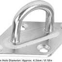 Walfront Pad Eye Plate U Hooks 10Pcs 304 Stainless Steel Wall Ceiling Hammock Hangers Marine Hardware