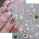 2 x 5D Embossed Christmas Nail Art Stickers 2 Sheets Self Adhesive Christmas Snowflake Nail Decals Gold Xmas Tree Lamp Ball Christmas Nail Art Supplies for Women Girls Christmas Nail Decorations