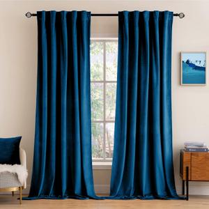 MIULEE Blue Velvet Curtains 84 inches 2 Panels - Luxury Room Darkening Curtains for Bedroom Living Room Thermal Insulated Super Soft Window Drapes Rod Pocket & Back Tab, Peacock Blue (52"W x 84"L (Pack of 2))