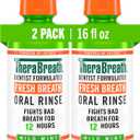 TheraBreath Fresh Breath Mouthwash, Mild Mint Flavor, Alcohol-Free, 16 Fl Oz (2-Pack)