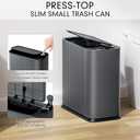 Bathroom Trash Can with Lid 13 Liter/ 3.5 Gallon Dark Gray Trash Can with Pop-Up Lid Bedroom Trash Can Small Garbage Can with 150 Counts Trash Bags for Small Bathroom Bedroom Office