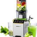 Cold Press Juicer, Touchscreen Juicer Machines with 4.5'' Wide Feed Chute, Stainless Steel Masticating Juicers Easy to Clean, Ergonomic Operational Panel Design, High Juice Yield, Steel