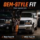 LED DRL Headlights Fit 1999-2007 GMC Sierra 1500/2001-2007 GMC Sierra 1500HD 2500HD 3500 (Only Fits 07 Classic Models,Not Fit All Denali Trims), Fit 99-06 Yukon Black Housing Clear Reflector