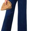 Sidefeel Women's Straight Leg Jeans High Waisted Petite Stretchy Jeans Zimbaplatinum Wide Leg Ankle Denim Pants with Pockets (6, Dark Blue)