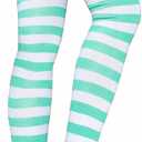 Raylarnia Women's Extra Long Opaque Striped Over Knee High Stockings Socks (White Green Stripes)