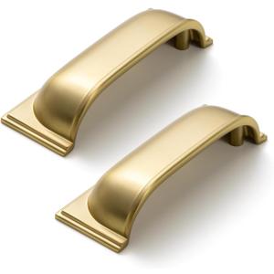 Goo-Ki 6 Pack Champagne Bronze Cup Pulls for Cabinet Kitchen Zinc Alloy Hardware,3 Inch Hole Center Channing Bin Cup Drawer Pull Handles