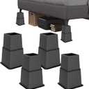 Heavy Duty Bed Risers - Set of 4 Adjustable Furniture Risers, Elevation Heights of 3, 5 & 8 Inches, Supports Up to 1,300 lbs for Bed, Couch, Table & Chair (Grey) 4PCS 3inch+ 4PCS 5inch