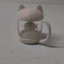 BigNoseDeer Cat Tea Cup Cute Mug Glass Pot with Fish Infuser for Loose Leaf Tea (White 8oz)